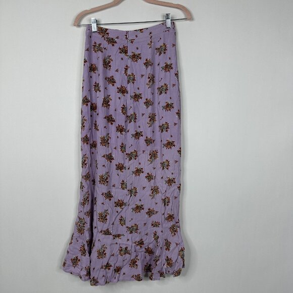2/$30 4SI3NNA Floral Print Ruffle Slit Maxi Skirt Lilac XS #BAG12 - Picture 4 of 6